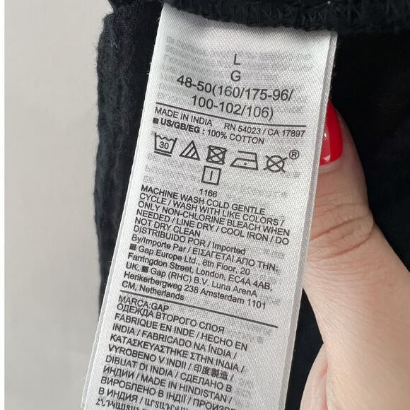 GAP Crinkle Gauze Flutter Sleeve Mini Shirtdress Black Large Belted Casual Indie - Picture 8 of 9